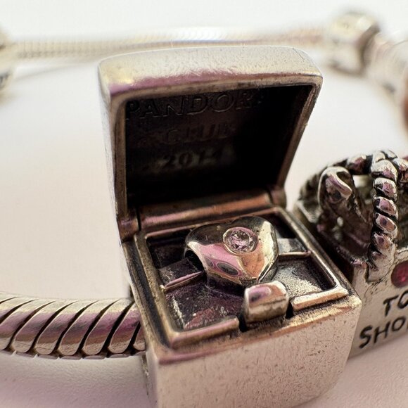 Pandora ALE Sterling Silver 925 Assorted Charms CZ Charm Bracelet 7.5" Length - Picture 13 of 16